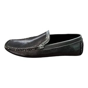 Madden‎ Driving Loafers Mens 10.5 Black Silver Metallic Micro Dot Slip On Shoes